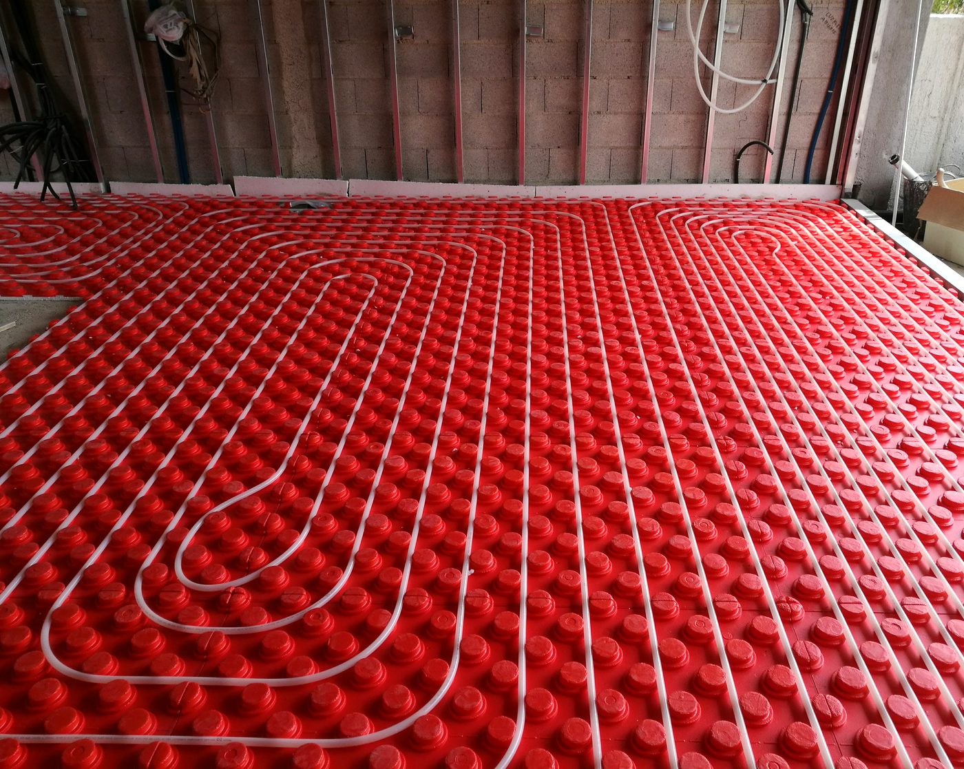 Freshly installed underfloor heating across the whole floor plan during the Casa Llucmajor build, an installation by JSL in Mallorca