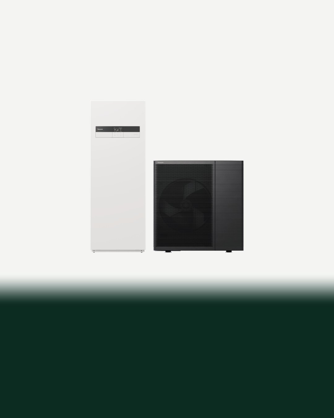 Imagen del fabricante (Panasonic): bomba de calor Panasonic Aquarea All in One de la generación L, con el depósito integrado y su unidad exterior, un ejemplo de aerotermia