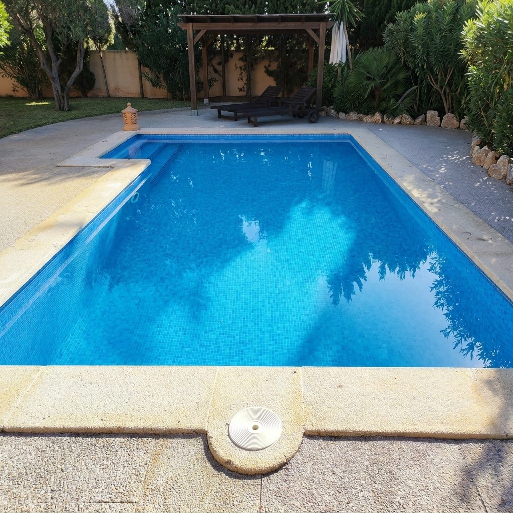 Piscina de una vivienda en Mallorca con el agua tratada y mantenida por JSL