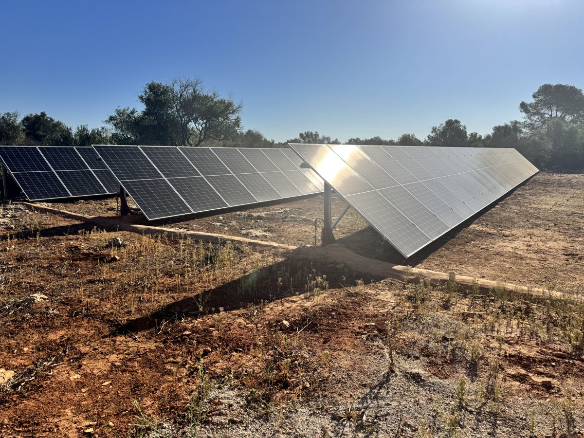 Real photovoltaic solar panel installation on a ground structure in Mallorca by JSL