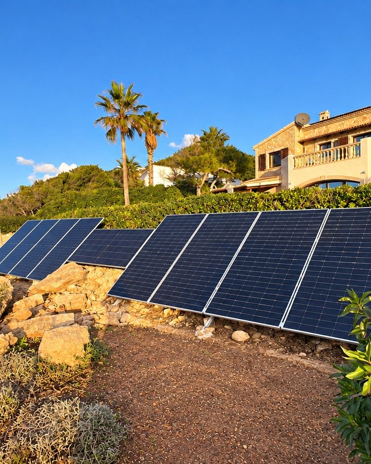 Ground-mounted photovoltaic installation beside a villa in Mallorca, by JSL