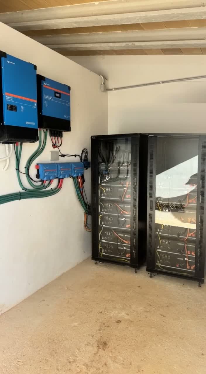 Sala técnica solar · Equipos colocados al detalle